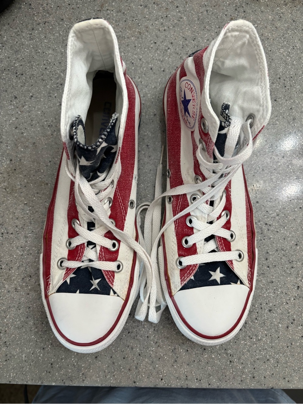 Converse High Top Sneakers in Red, White & Blue Stars